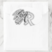 Sticker Ovale Lettre R Angle Monogramme initial (Sac)