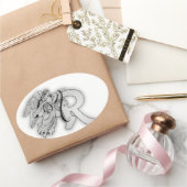 Sticker Ovale Lettre R Angle Monogramme initial (Cadeaux)