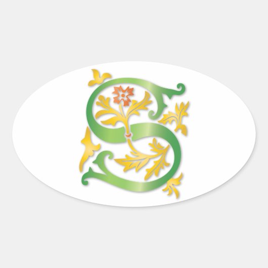 Sticker Ovale Lettre S Monogram Fleur de lis (Devant)