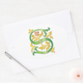 Sticker Ovale Lettre S Monogram Fleur de lis (Enveloppe)