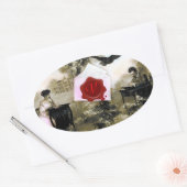 STICKER OVALE LETTRE VALENTINE ROMANTIQUE, MONOGRAMME DE SCEAU D (Enveloppe)