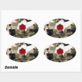 STICKER OVALE LETTRE VALENTINE ROMANTIQUE, MONOGRAMME DE SCEAU D (Feuille)