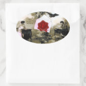 STICKER OVALE LETTRE VALENTINE ROMANTIQUE, MONOGRAMME DE SCEAU D (Sac)