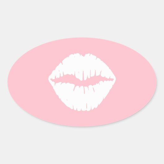 Sticker Ovale Lèvres roses et blanches (Devant)