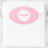 Sticker Ovale Lèvres roses et blanches (Sac)