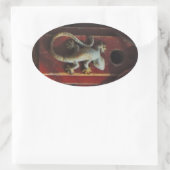 Sticker Ovale lézard gris sur bois usé (Sac)