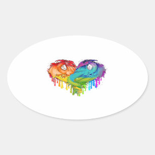 Sticker Ovale Lgbt Dragon Heart Rainbow Heart Dragon Lgbt Pride