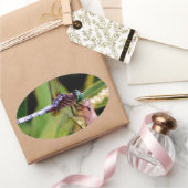 Sticker Ovale libellule avec fleurs blanches (Cadeaux)