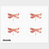Sticker Ovale libellule de fleurs avec sakura de bijoux (Feuille)