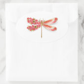 Sticker Ovale libellule de fleurs avec sakura de bijoux (Sac)