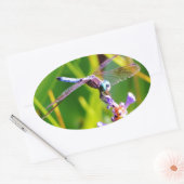 Sticker Ovale libellule turquoise et violette (Enveloppe)
