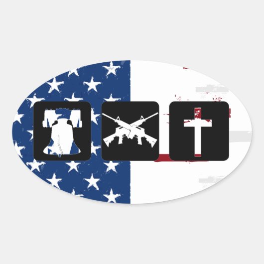 Sticker Ovale Liberty Armes Religion Oval (Devant)
