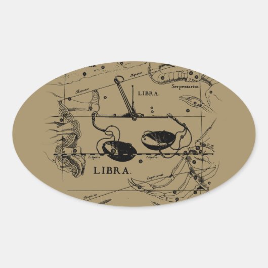 Sticker Ovale Libra Constellation Map Hevelius vers 1690 (Devant)