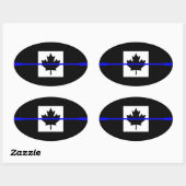 Sticker Ovale Ligne Bleue fine sur le Décor du drapeau canadien (Feuille)