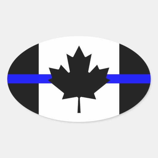 Sticker Ovale Ligne bleue mince - version Canada (Devant)