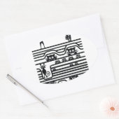 Sticker Ovale ligne de chats stupides (Enveloppe)