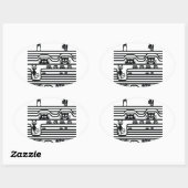 Sticker Ovale ligne de chats stupides (Feuille)