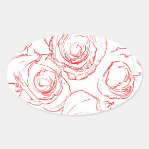 Sticker Ovale Lignes directrices de Red Roses