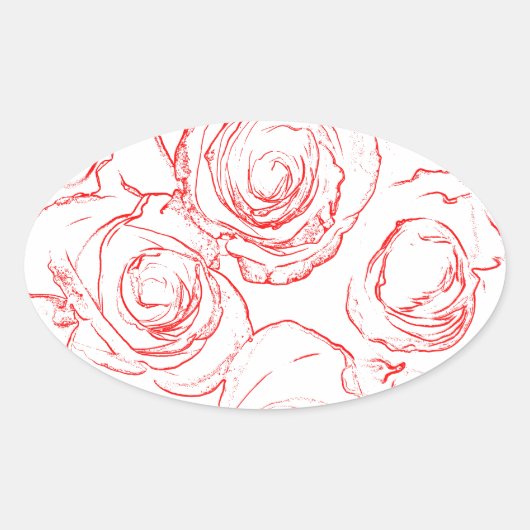 Sticker Ovale Lignes directrices de Red Roses (Devant)