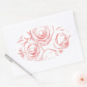 Sticker Ovale Lignes directrices de Red Roses (Enveloppe)
