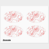 Sticker Ovale Lignes directrices de Red Roses (Feuille)