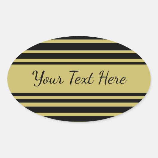 Sticker Ovale Lignes noires et olive (Devant)
