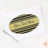 Sticker Ovale Lignes noires et olive (Enveloppe)