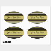 Sticker Ovale Lignes noires et olive (Feuille)