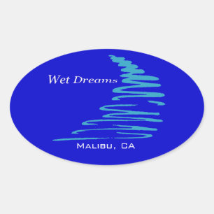 Sticker Ovale Lignes_Wet Dreams_Malibu, CA
