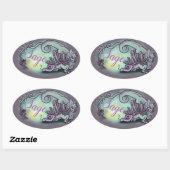 Sticker Ovale lil dragon herbe jardin Sage (Feuille)