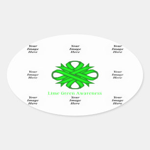 Sticker Ovale Lime Green Clover Ribbon Modèle par K Yoncich