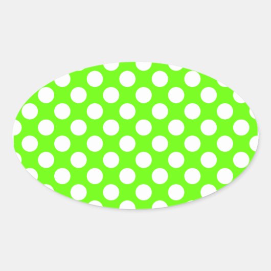 Sticker Ovale Lime Green et Pois blancs (Devant)