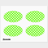 Sticker Ovale Lime Green et Pois blancs (Feuille)