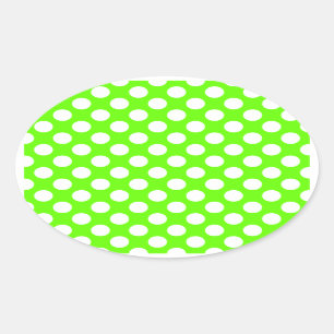 Sticker Ovale Lime Green et Pois blancs
