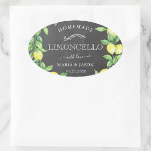 Sticker Ovale Limoncello Chalkboard Monogramme Favoriser