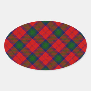 Sticker Ovale Lindsay tartan rouge vert plaid