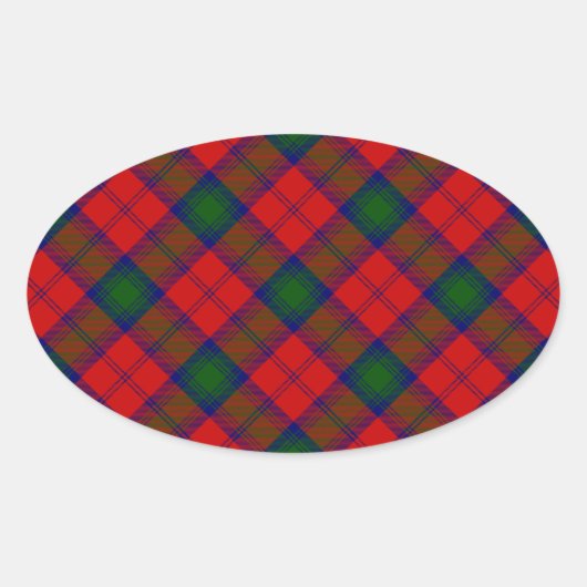 Sticker Ovale Lindsay tartan rouge vert plaid (Devant)