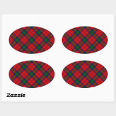 Sticker Ovale Lindsay tartan rouge vert plaid (Feuille)