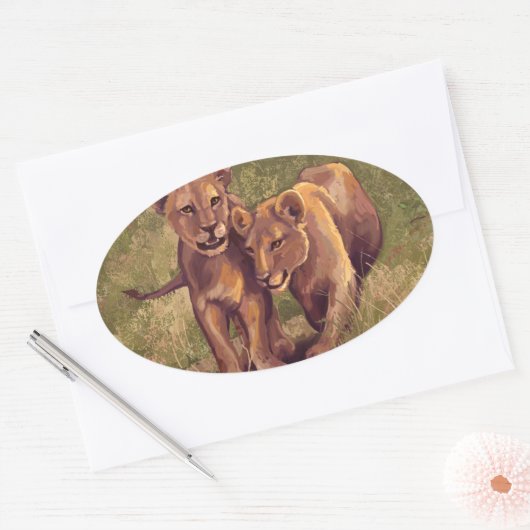 Sticker Ovale Lion Cubs (Enveloppe)