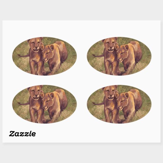 Sticker Ovale Lion Cubs (Feuille)