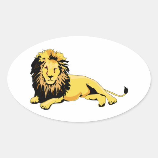 Sticker Ovale Lion d'or allongé (Devant)