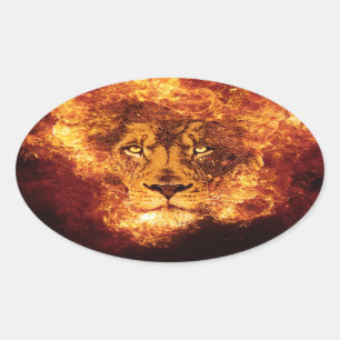Sticker Ovale Lion flamand de Judah