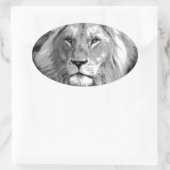 Sticker Ovale Lion noir blanc (Sac)