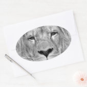 Sticker Ovale Lion noir et blanc (Enveloppe)
