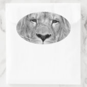 Sticker Ovale Lion noir et blanc (Sac)