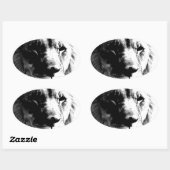 Sticker Ovale Lion noir et blanc (Feuille)