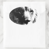 Sticker Ovale Lion noir et blanc (Sac)