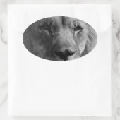 Sticker Ovale Lion noir et blanc (Sac)