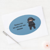 Sticker Ovale Little Ninja Warrior on Blue (Enveloppe)