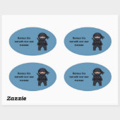 Sticker Ovale Little Ninja Warrior on Blue (Feuille)